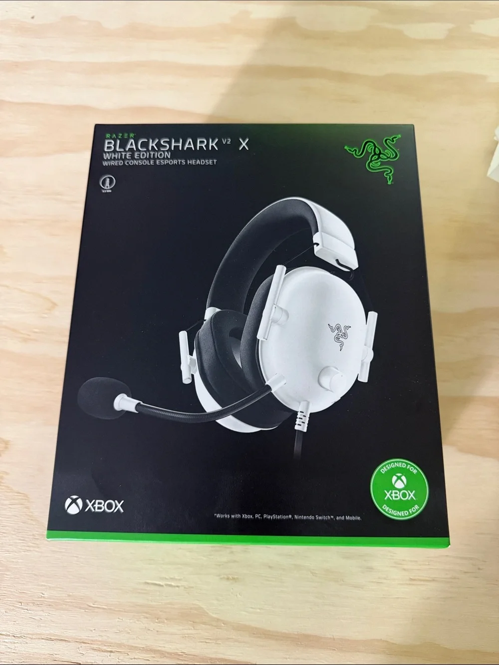 Razer BlackShark V2 X White Gaming Headset with Detachable Mic